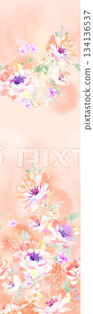 Assorted floral geometric and heart pattern panel designs in soft pastel colors 134136537