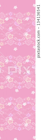 Assorted floral geometric and heart pattern panel designs in soft pastel colors 134136541