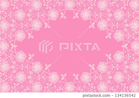 Assorted floral geometric and heart pattern panel designs in soft pastel colors 134136542