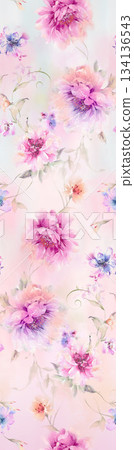 Assorted floral geometric and heart pattern panel designs in soft pastel colors 134136543