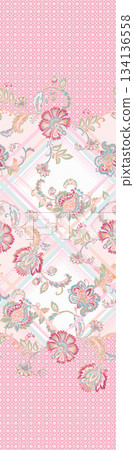 Assorted floral geometric and heart pattern panel designs in soft pastel colors Assorted floral geometric and heart pattern panel designs in soft pastel colors 134136558