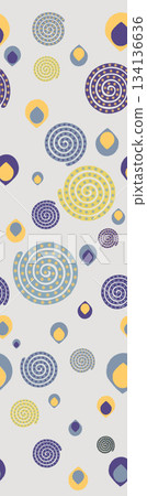 Assorted floral geometric and heart pattern panel designs in soft pastel colors 134136636