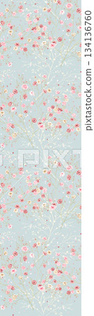 Assorted floral geometric and heart pattern panel designs in soft pastel colors 134136760