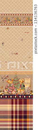 Assorted floral geometric and heart pattern panel designs in soft pastel colors Assorted floral geometric and heart pattern panel designs in soft pastel colors 134136763