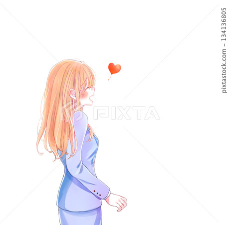 Female business person, love, smile, shy, side 134136805