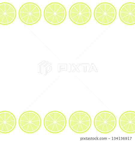 Fresh citrus slice background - lime slice top and bottom border frame 134136917