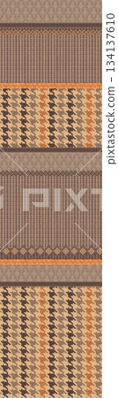 Assorted floral geometric and heart pattern panel designs in soft pastel colors 134137610