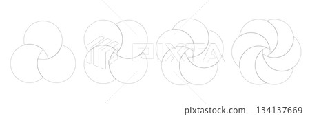 Infographic venn set combining three four five and six round diagrams with clean line intersections for process charts relationship visuals and inclusion concepts. Infographic venn set combining three four five and six round diagrams with clean line intersections for process charts relationship visuals and inclusion concepts. 134137669