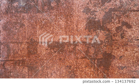 Rusting sheet metal, full frame textured backdrop of rusty flat iron with scratched and worn surface, graphic empty background of corroded old metal material, oxidized metallic canvas Rusting sheet metal, full frame textured backdrop of rusty flat iron with scratched and worn surface, graphic empty background of corroded old metal material, oxidized metallic canvas 134137692