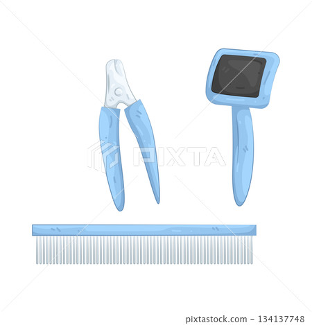 Illustration of pet grooming tools  134137748