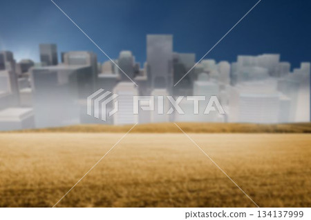 Digitally generated image field an buildings 134137999