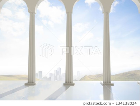 Digitally generated bright room with columns Digitally generated bright room with columns 134138024