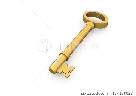 Digitally generated shiny gold key Digitally generated shiny gold key 134138028