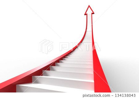 Red arrow with steps graphic Red arrow with steps graphic 134138043