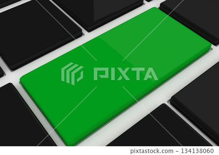 Black keyboard with green key Black keyboard with green key 134138060