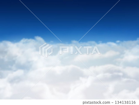 White cloudscape against clear blue sky 134138116