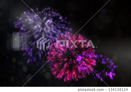 Colourful fireworks exploding on black background Colourful fireworks exploding on black background 134138124