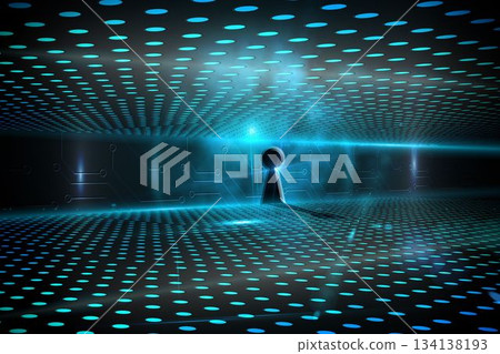 Keyhole on technological glowing background 134138193