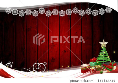 Christmas themed frame with tree 134138235