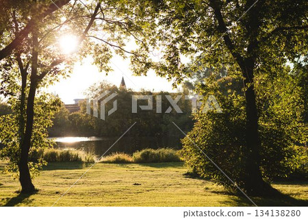Green trees and lake at countryside Green trees and lake at countryside 134138280