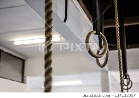 Low angle view of gymnastic rings 134138387