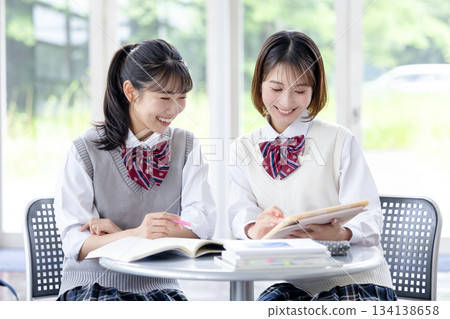 High school students studying with friends High school students studying with friends 134138658