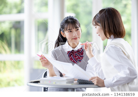 High school students studying with friends High school students studying with friends 134138659