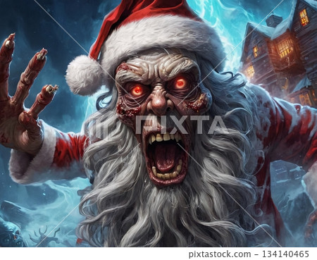Image of zombie santa claus. Artificial intelligence.  134140465