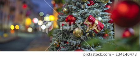 Christmas tree on a city street 134140478