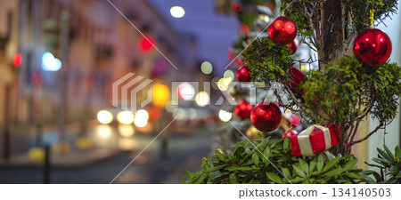 Christmas tree on a city street 134140503
