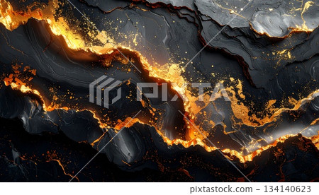 Abstract marble-style background material with luxurious gold foil and black background Abstract marble-style background material with luxurious gold foil and black background 134140623