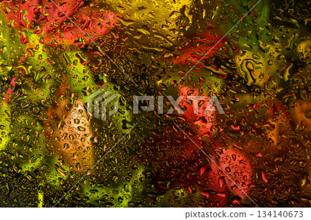 abstract background fall, glass drops autumn yellow leaves wet october weather abstract background fall, glass drops autumn yellow leaves wet october weather 134140673