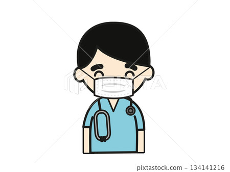 戴著口罩的男護士插圖 134141216