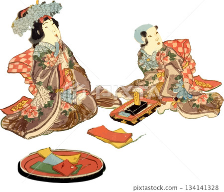 女孩們正在思考要在紙條上寫些什麼。 女孩們正在思考要在紙條上寫些什麼。 134141328