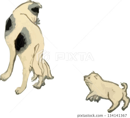 父母和孩子的一隻狗 134141367