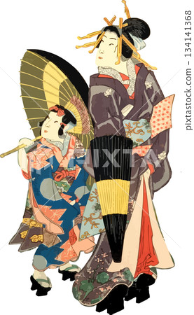 Girls and women holding Janome umbrellas 134141368