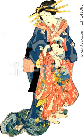 A girl and a woman who seem to be good friends 134141369