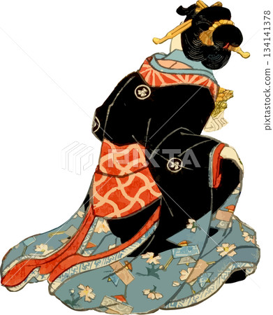 蹲著的女人的背影 蹲著的女人的背影 134141378