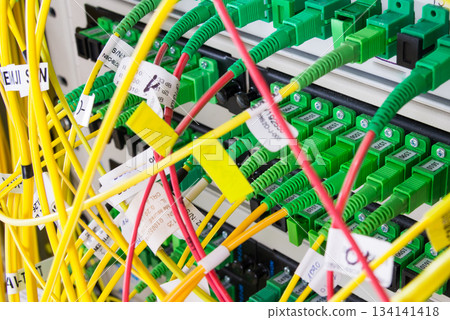 fiber optics cables connected to ports 134141418