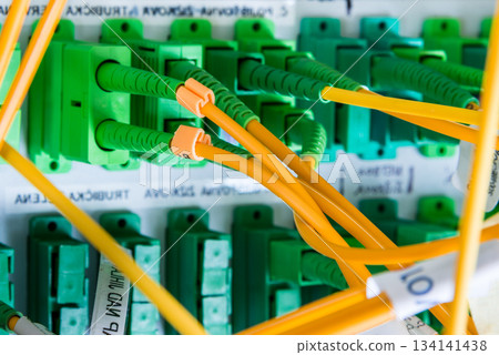 fiber optic cables connected into main data switch 134141438