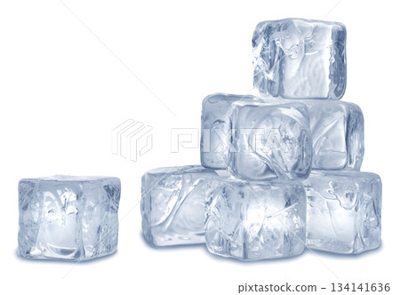 Ice cubes on white Ice cubes on white 134141636