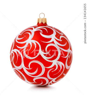 Red Christmas ball isolated on white background 134141655