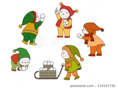 以孩子打雪仗為原型創作的角色 134141736