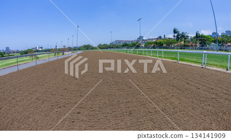 Horse Racing Track Sand Poly Inside Perspective Horse Racing Track Sand Poly Inside Perspective 134141909