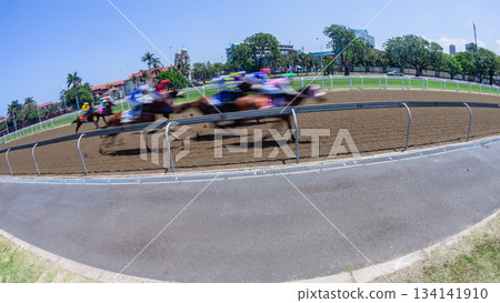 Horse Racing Motion Speed Blur Action Horse Racing Motion Speed Blur Action 134141910