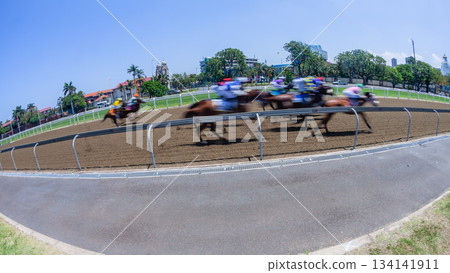 Horse Racing Motion Speed Blur Action 134141911