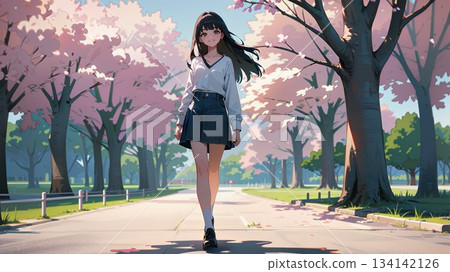 櫻花下的女孩 134142126