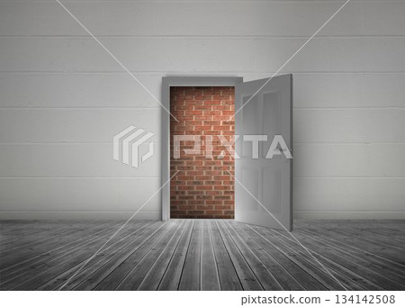 Open door with wall behind it 134142508