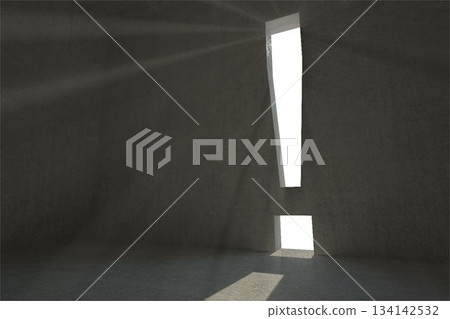 Grey room with exclamation mark door 134142532