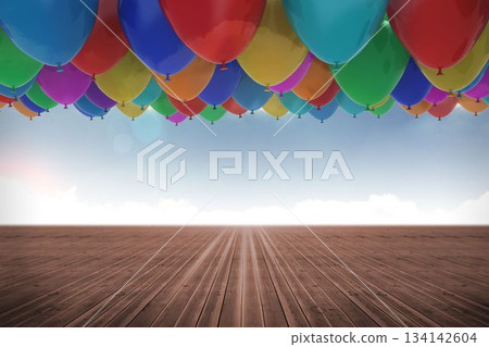 Many colourful balloons sky background Many colourful balloons sky background 134142604
